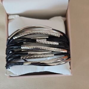 Elegant Silver and Black Women's Bracelet